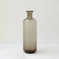 Grey geometric bubble glass vase with stained glass construction and electric stove pigment surface
