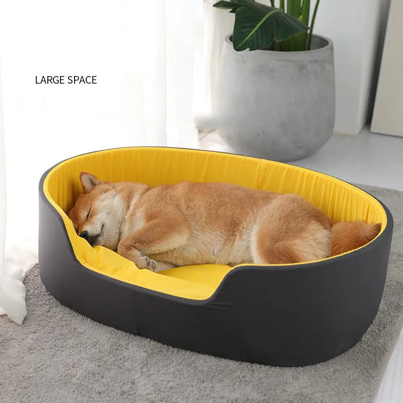 Green cloth enclosed pet kennel bed for dogs or cats showing raised sides.