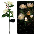 Solar rose garden ground lamp with three LED heads and 80cm height for courtyard lighting
