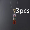 Gravel seven chakra spirit pendant geometric unisex acrylic jewellery with natural crushed stone about 4.5*1*0.8cm