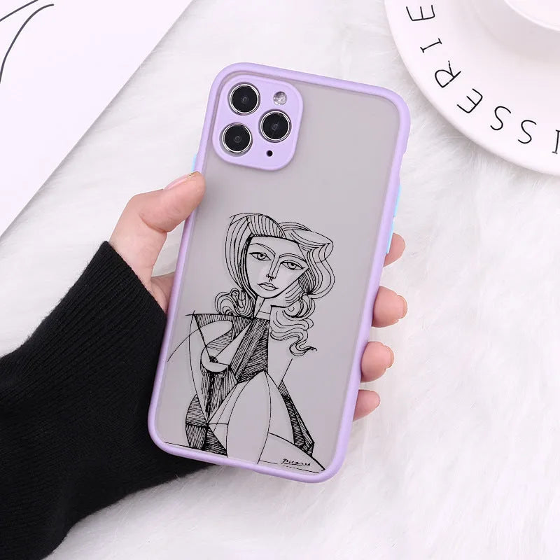 TPU iPhone case with creative body line design showing fine hole pattern and artistic decoration