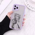 TPU iPhone case with creative body line design showing fine hole pattern and artistic decoration
