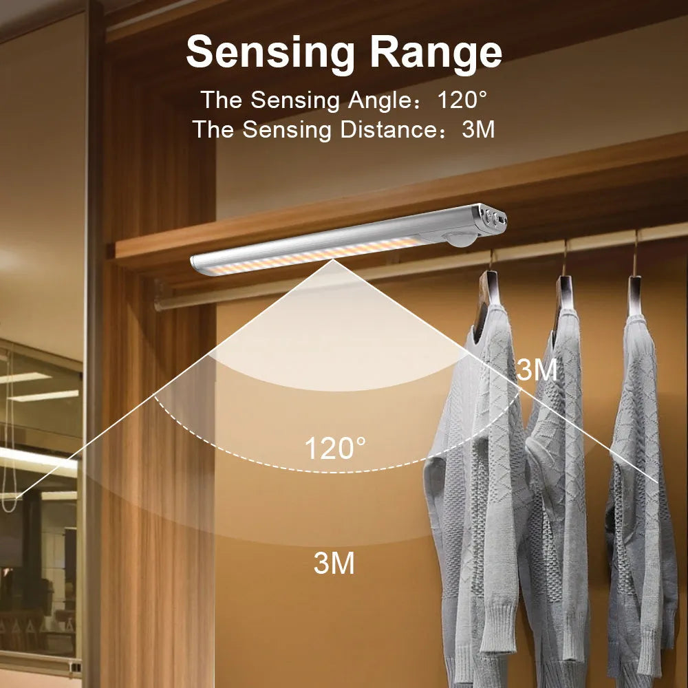 European style aluminium alloy USB rechargeable motion sensor cabinet light for wardrobes and corridors.