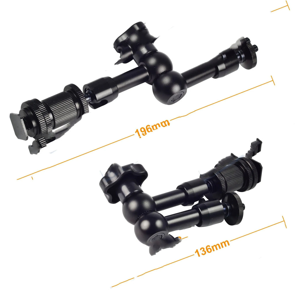 Black metal 7-inch magic friction articulating arm for DSLR camera accessory mounting