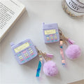 Purple silicone case for Apple AirPods Pro and AirPods 1 2 with fur ball pendant
