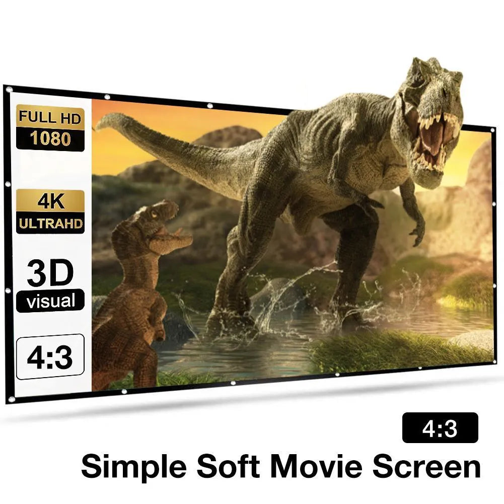 White polyester 150-inch folding projection screen with 4:3 aspect ratio