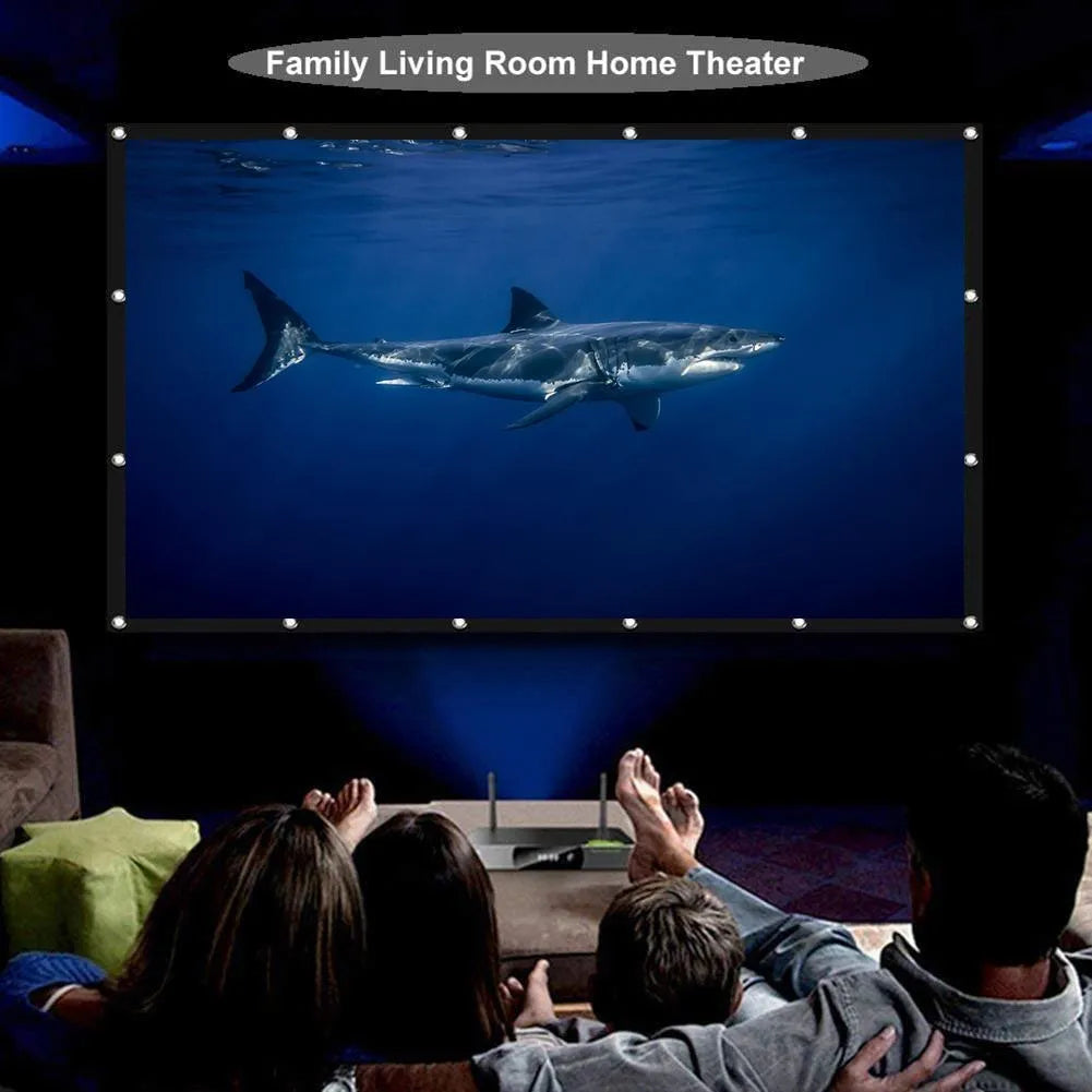 White polyester 150-inch folding projection screen with 4:3 aspect ratio