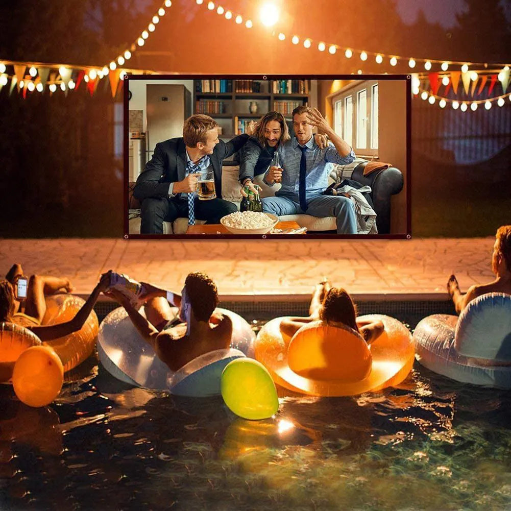 White polyester 150-inch folding projection screen with 4:3 aspect ratio