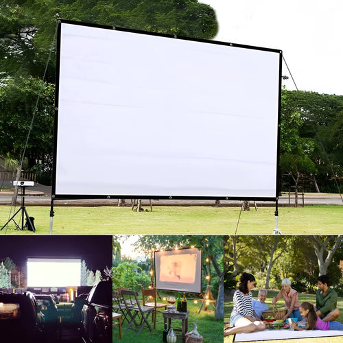 White polyester 150-inch folding projection screen with 4:3 aspect ratio
