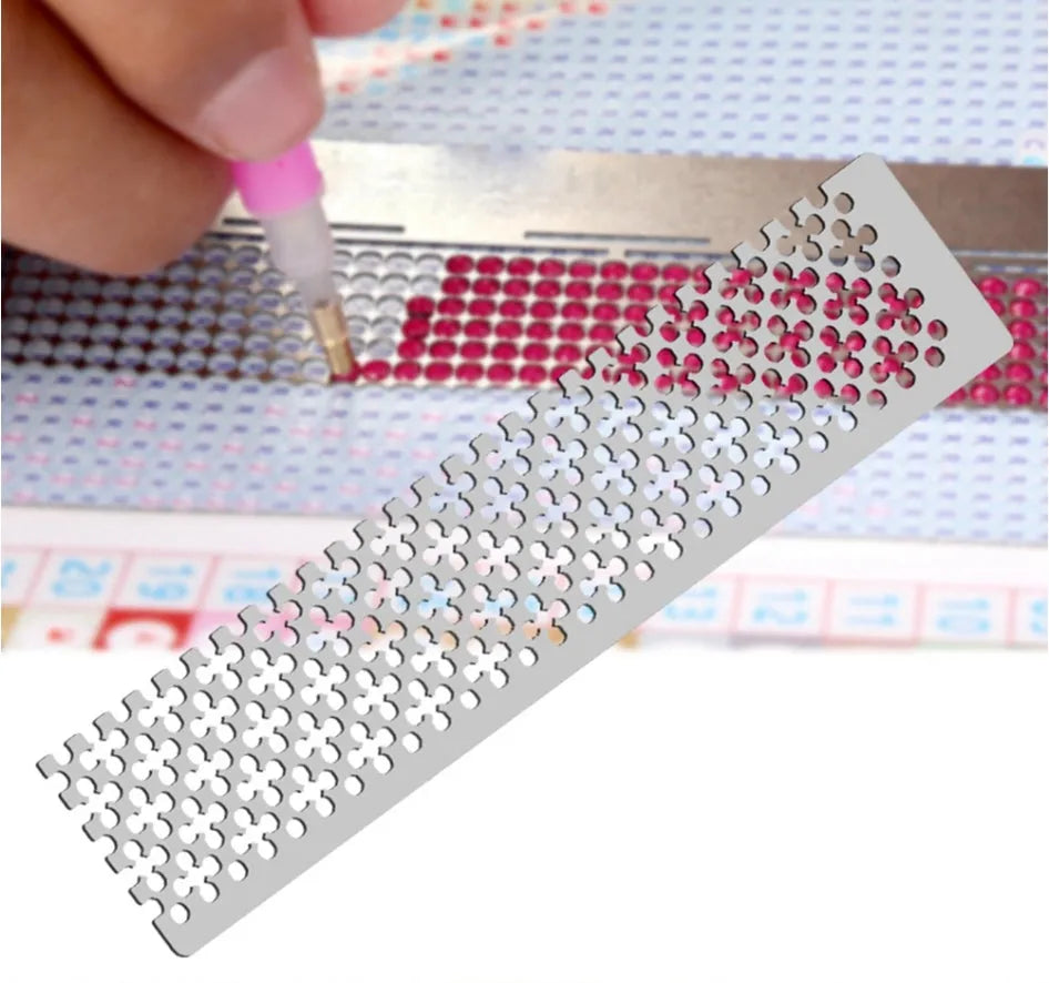 Stainless steel diamond painting grid ruler with mesh design for round and square drill alignment