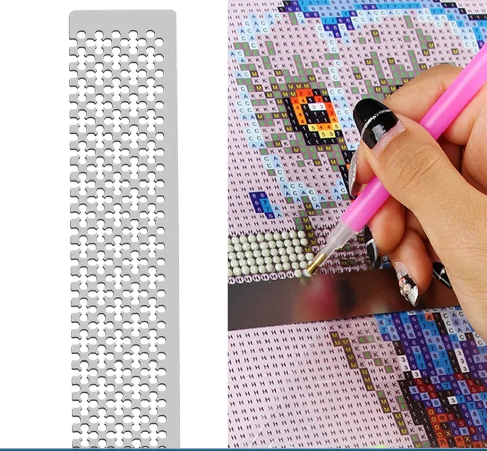 Stainless steel diamond painting grid ruler with mesh design for round and square drill alignment