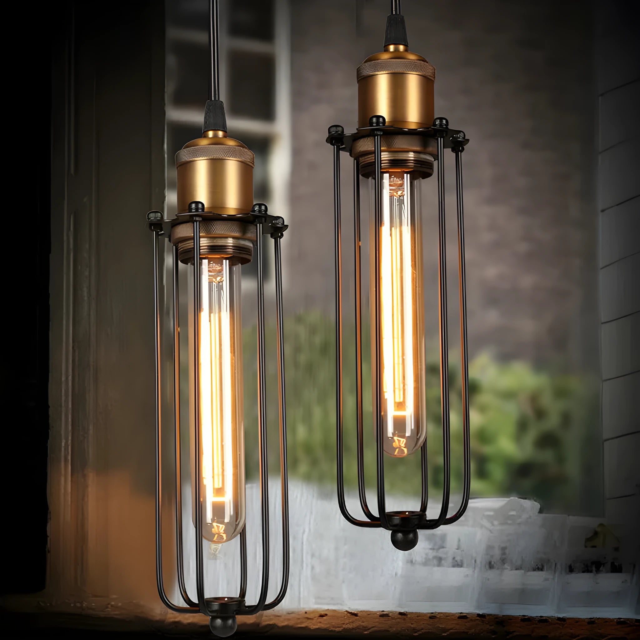 Brown iron Nordic retro industrial gladiator style fishing line chandelier