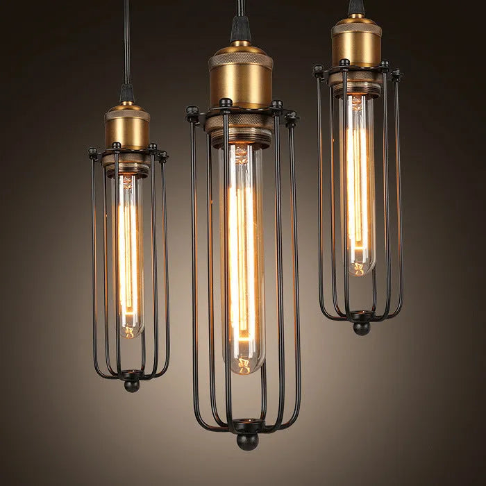 Brown iron Nordic retro industrial gladiator style fishing line chandelier