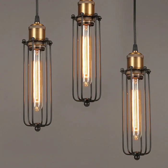 Brown iron Nordic retro industrial gladiator style fishing line chandelier