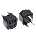 Square international power adapter with five output sockets in black or white colour