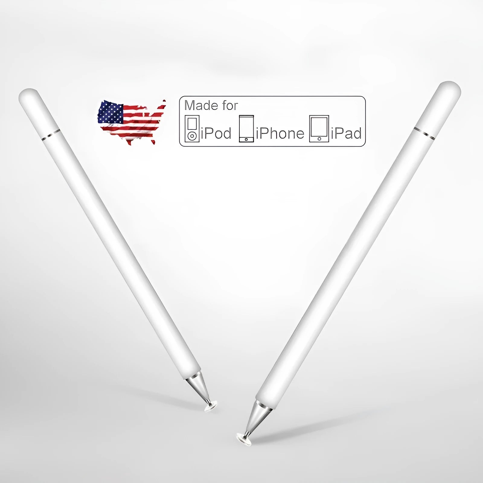 Metal capacitive stylus pen with magnetic cap and transparent tip for iPad and Android tablets.