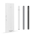Metal capacitive stylus pen with magnetic cap and transparent tip for iPad and Android tablets.