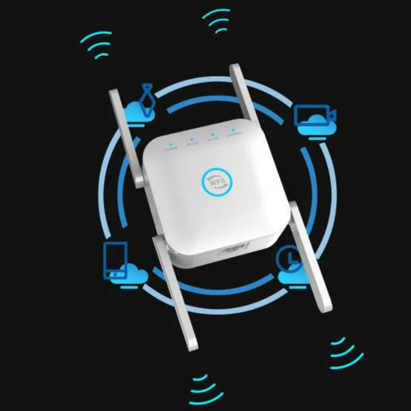 PIXLINK AC24 white and black dual band wireless WiFi extender router with international power plugs