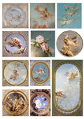European angel mural hand account sticker set with 11 character stickers ranging from 4-9cm