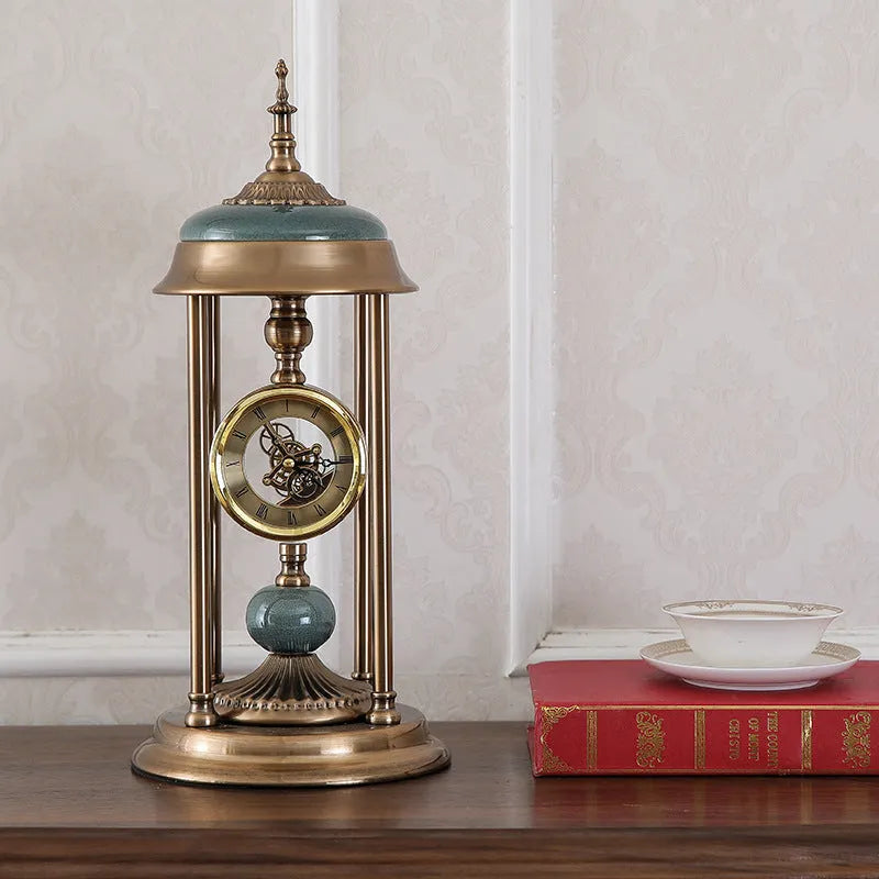 Nordic rectangular pendulum clock ornament with metal construction and electronic movement