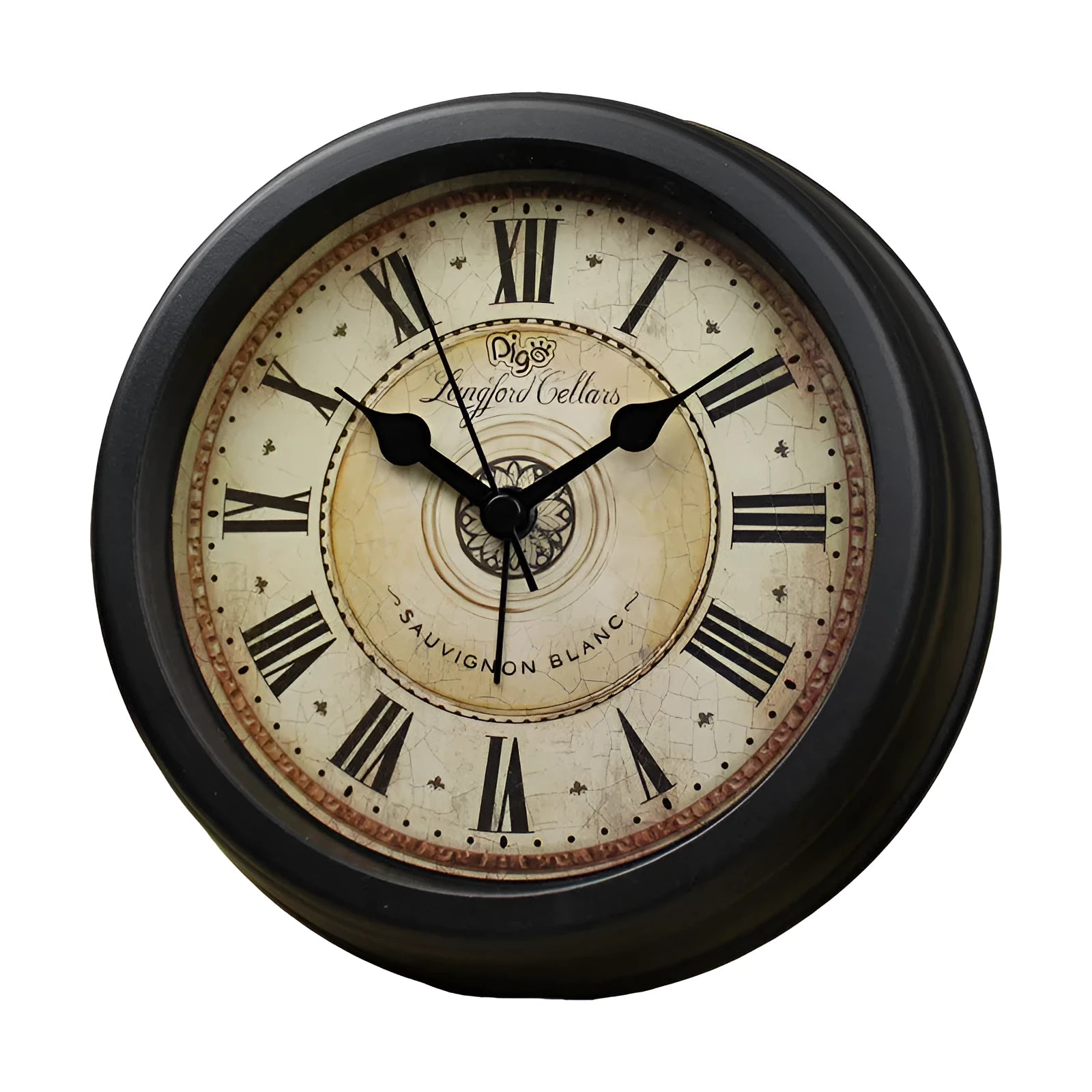 Round European retro desk clock with 6-inch diameter and silent alarm function