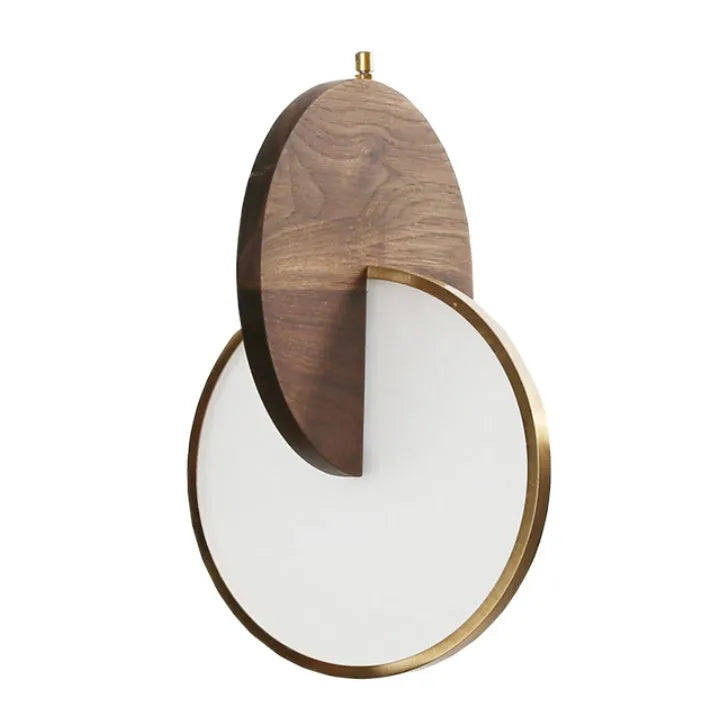 Wall-mounted long-line walnut wood chandelier with minimalist design and warm white lighting