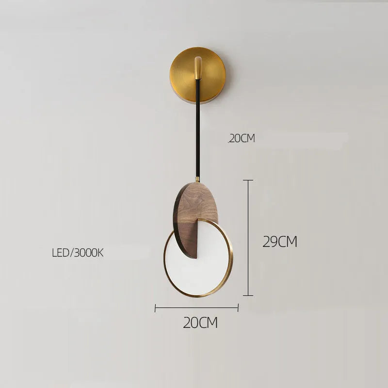 Wall-mounted long-line walnut wood chandelier with minimalist design and warm white lighting