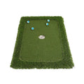 Green golf practice mat with artificial turf on a cushioned EVA foam base.