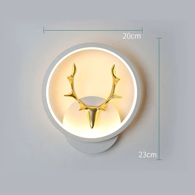 Art Deer Antler Wall Lamp with remote control showing three colour temperature options
