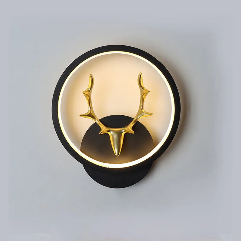 Art Deer Antler Wall Lamp with remote control showing three colour temperature options