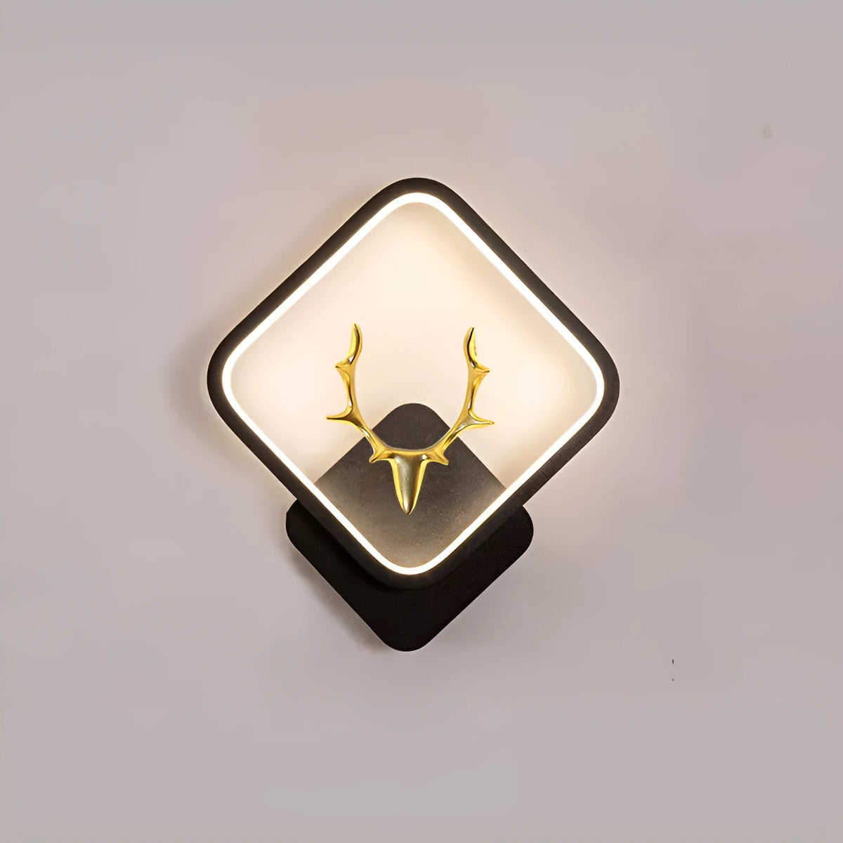 Art Deer Antler Wall Lamp with remote control showing three colour temperature options