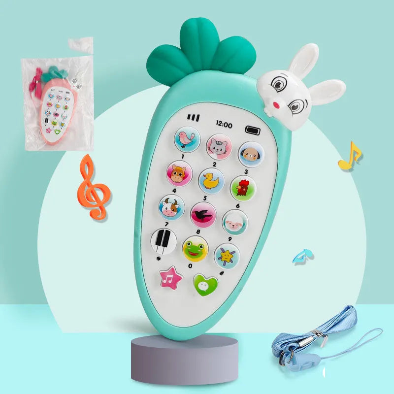 Baby electronic phone toy in blue with sound buttons for early childhood educational development
