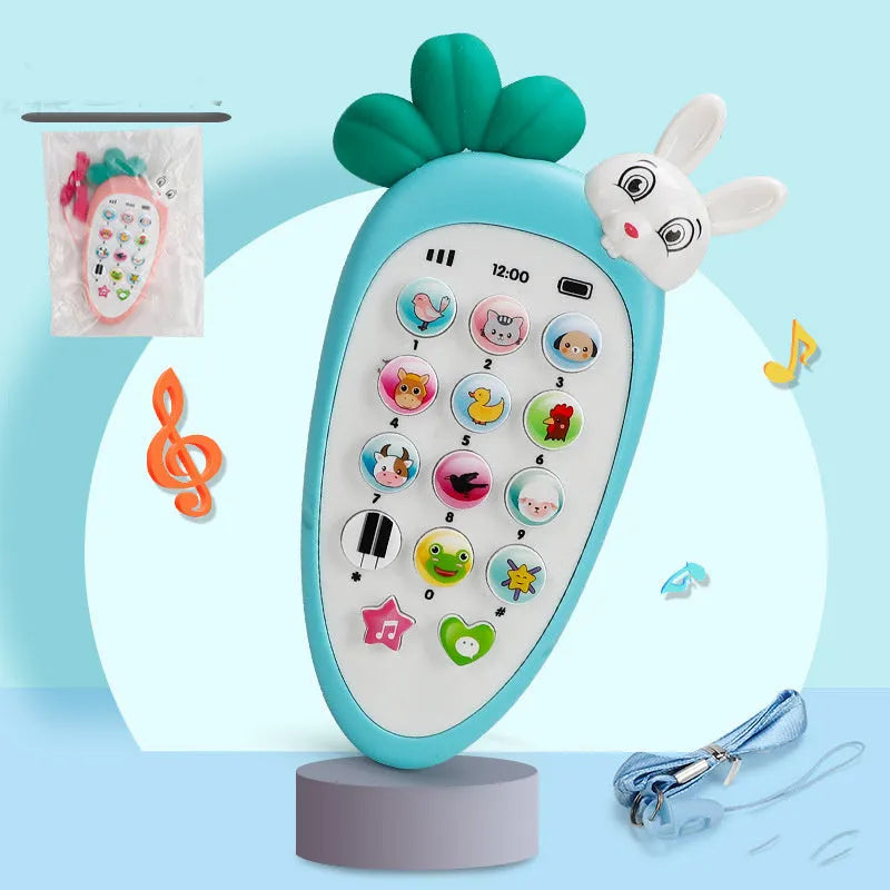 Baby electronic phone toy in blue with sound buttons for early childhood educational development