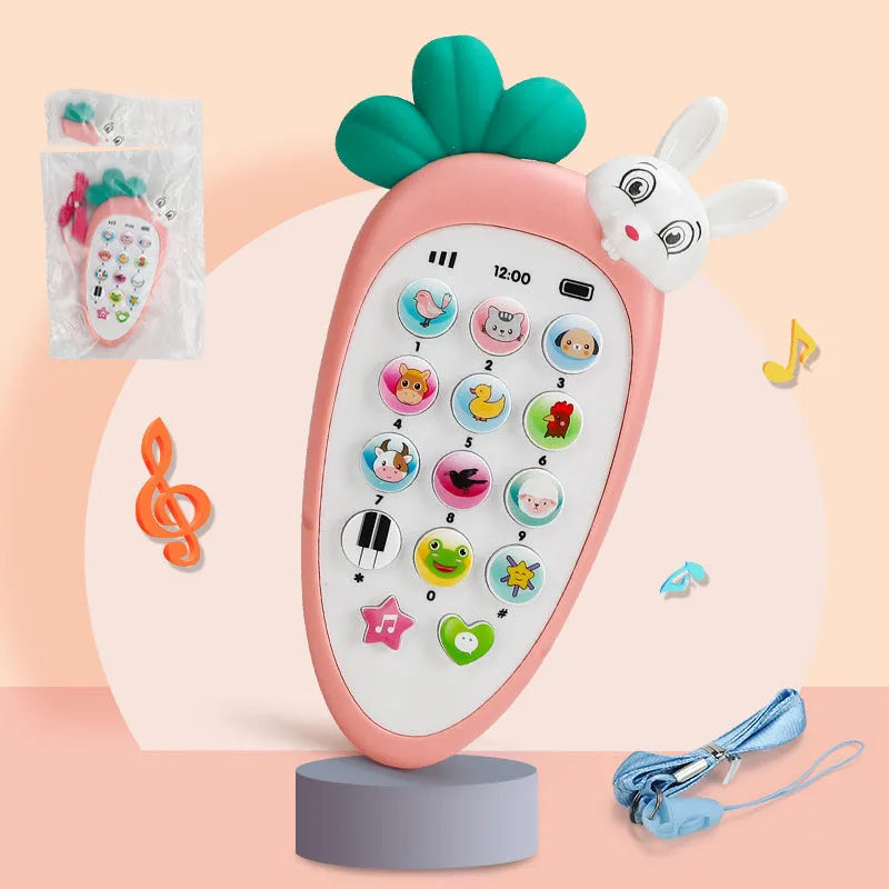 Baby electronic phone toy in blue with sound buttons for early childhood educational development