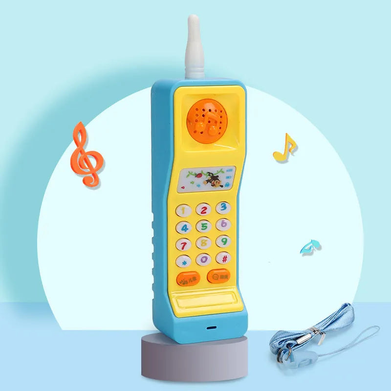 Baby electronic phone toy in blue with sound buttons for early childhood educational development