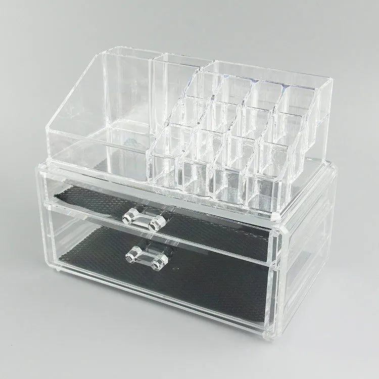 Acrylic clear storage container with foldable design and 18L capacity for cosmetic organisation