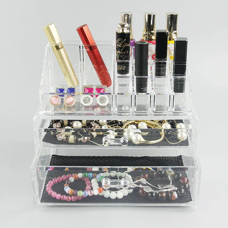 Acrylic clear storage container with foldable design and 18L capacity for cosmetic organisation
