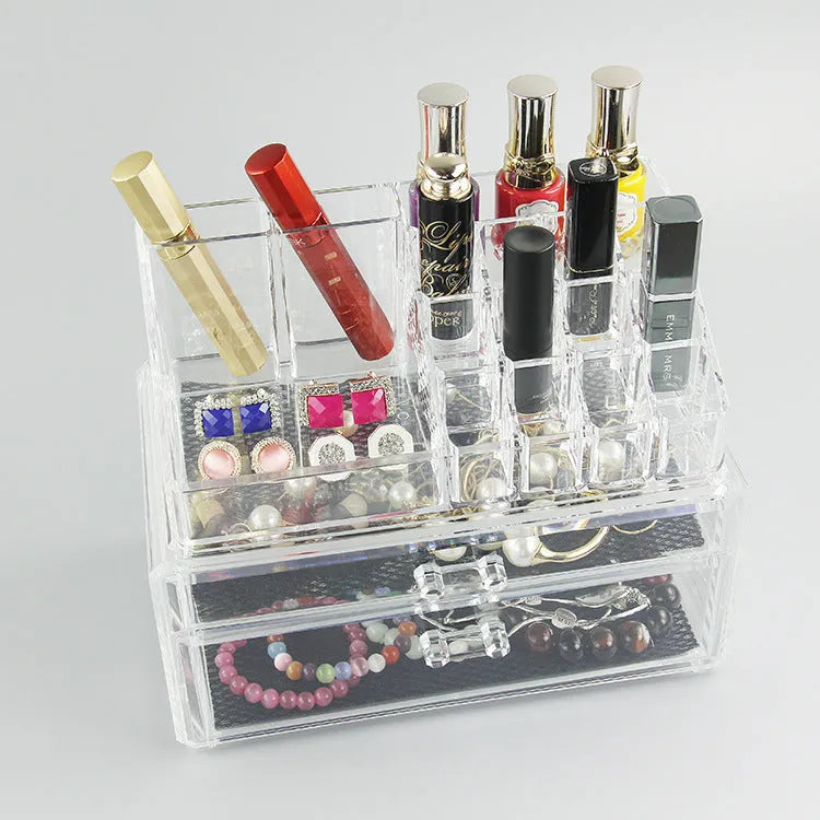 Acrylic clear storage container with foldable design and 18L capacity for cosmetic organisation