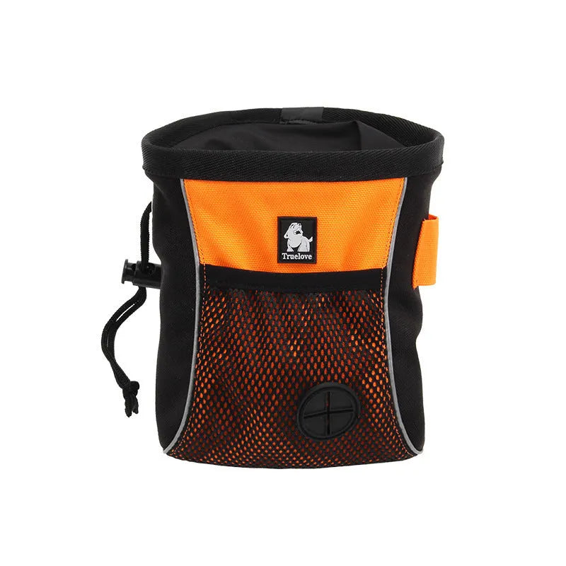 Dog training waist bag in green with removable garbage compartment and button closure