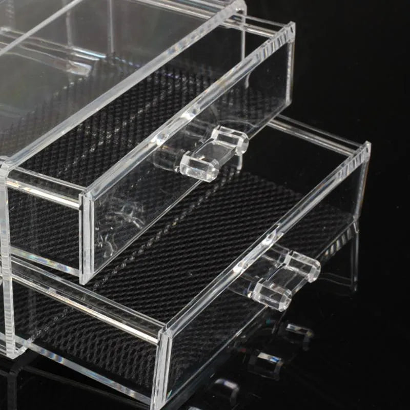 Acrylic clear storage container with foldable design and 18L capacity for cosmetic organisation