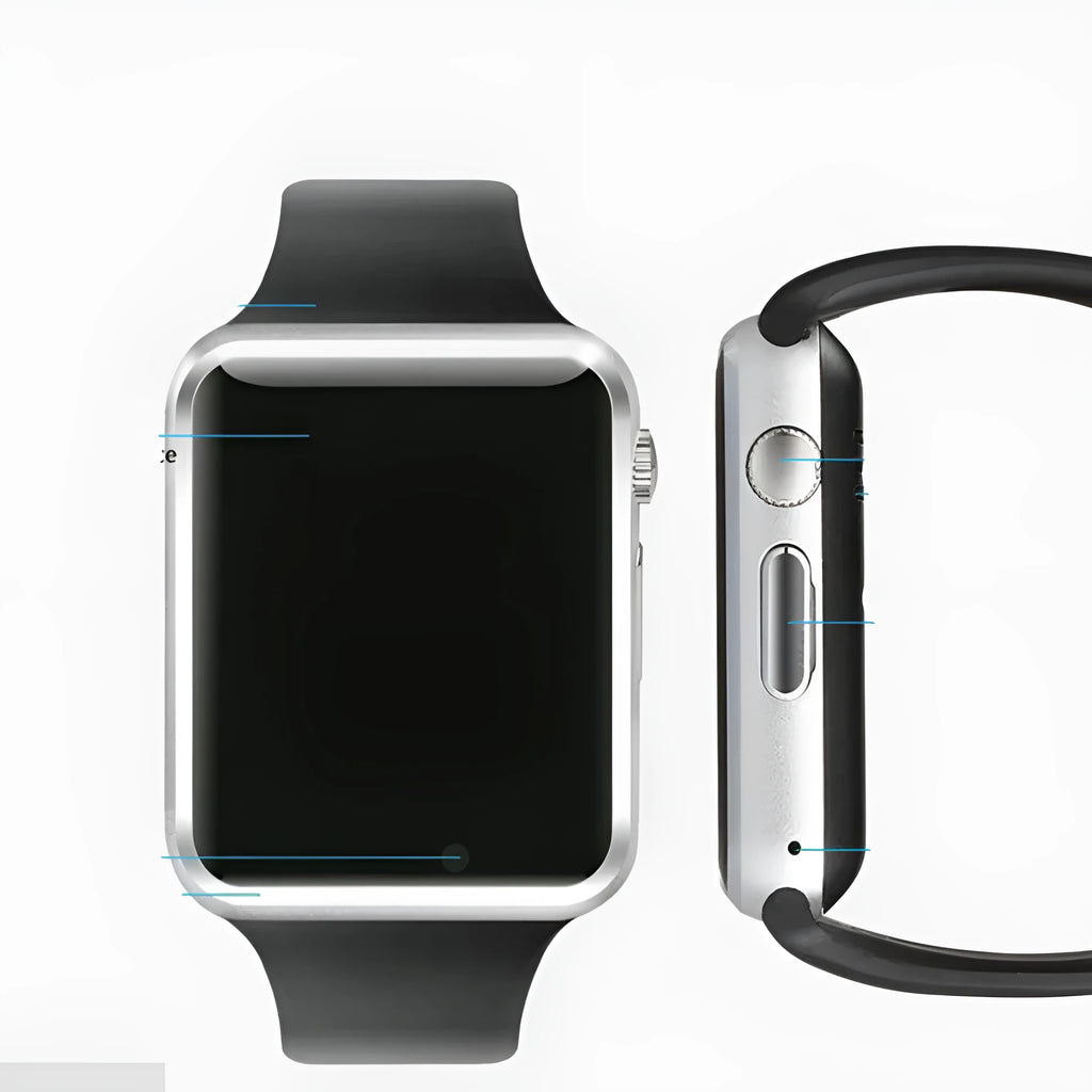 A1 smart watch with GSM SIM card phone function on wrist showing 1.54-inch display