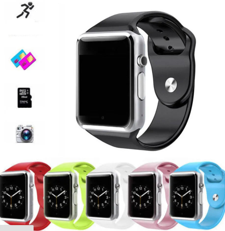 A1 smart watch with GSM SIM card phone function on wrist showing 1.54-inch display