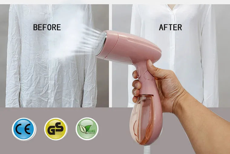 Pink Sokany 1500W handheld steam ironing brush with EU plug for smoothing clothes