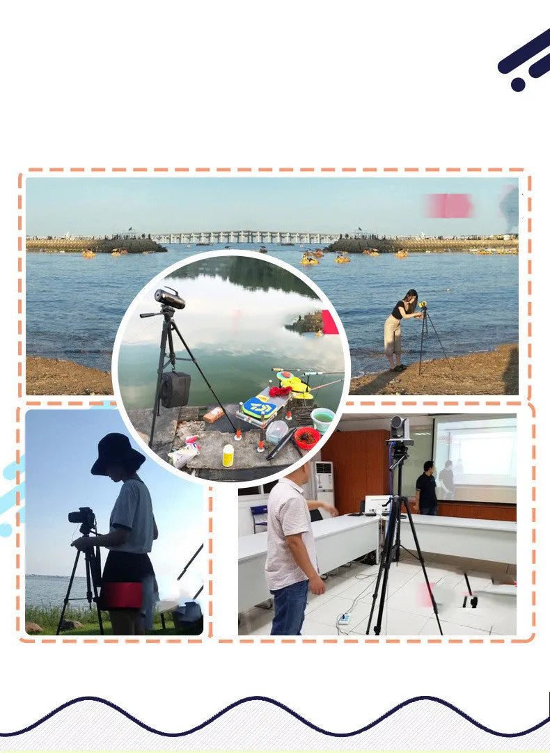 Black aluminium alloy tripod head set with mobile phone stand, compatible with Apple and Weifeng WT-3560, 2-5 kg load.