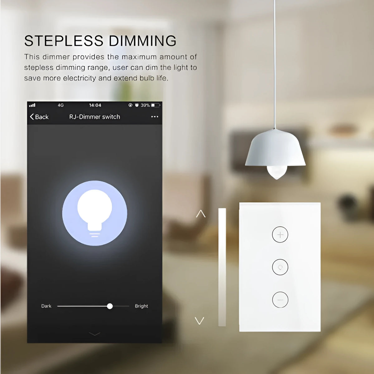 120 type smart wifi dimmer switch in black or white with tempered glass touch panel and plug options