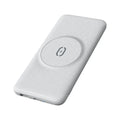 Maiduo Magsafe magnetic wireless power bank in mint green, showing back clip and compact size next to an iPhone.