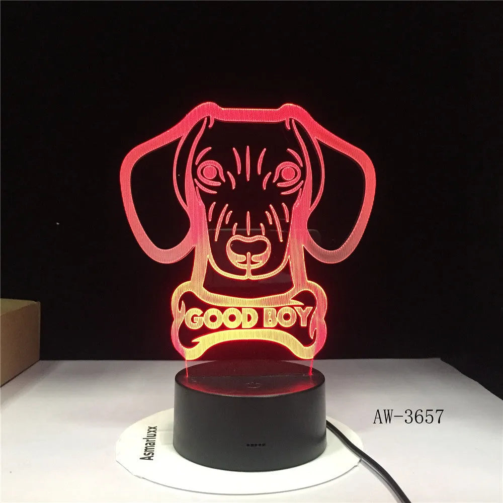 Colour gradient effect LED table lamp with remote control on a wooden surface.