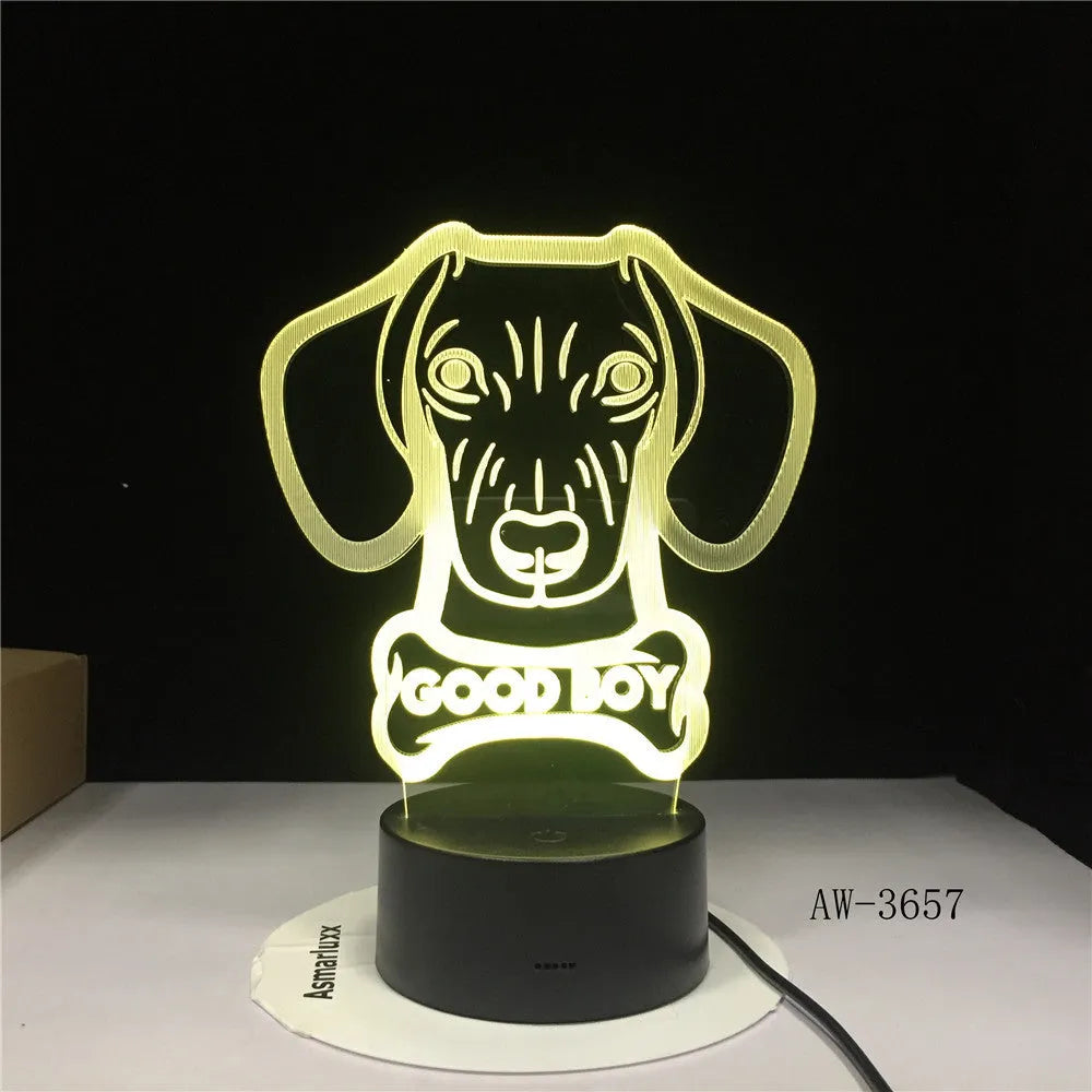 Colour gradient effect LED table lamp with remote control on a wooden surface.
