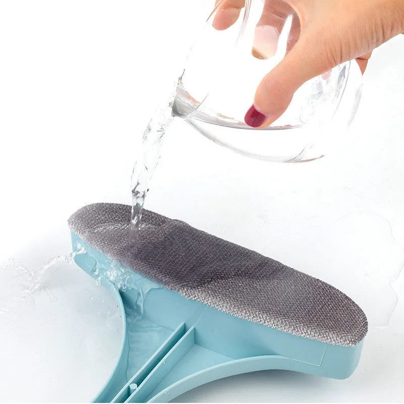 Blue and pink detachable window cleaning brush kit with glass scraper and gap brush for home use
