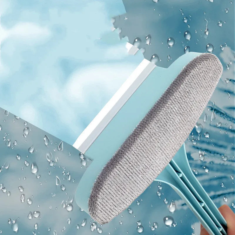 Blue and pink detachable window cleaning brush kit with glass scraper and gap brush for home use